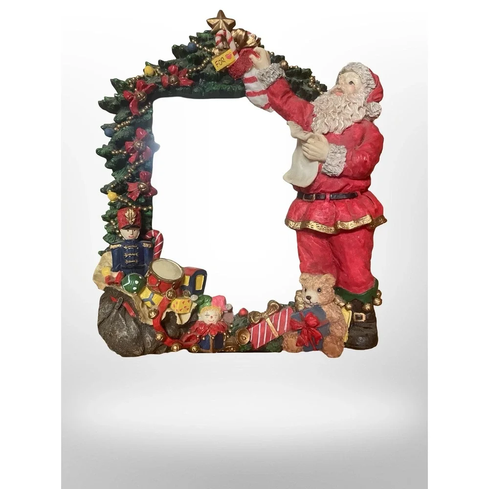 Santa Claus Christmas Picture Frame Resin 3D Holiday Decor Nutcracker Teddy Bear